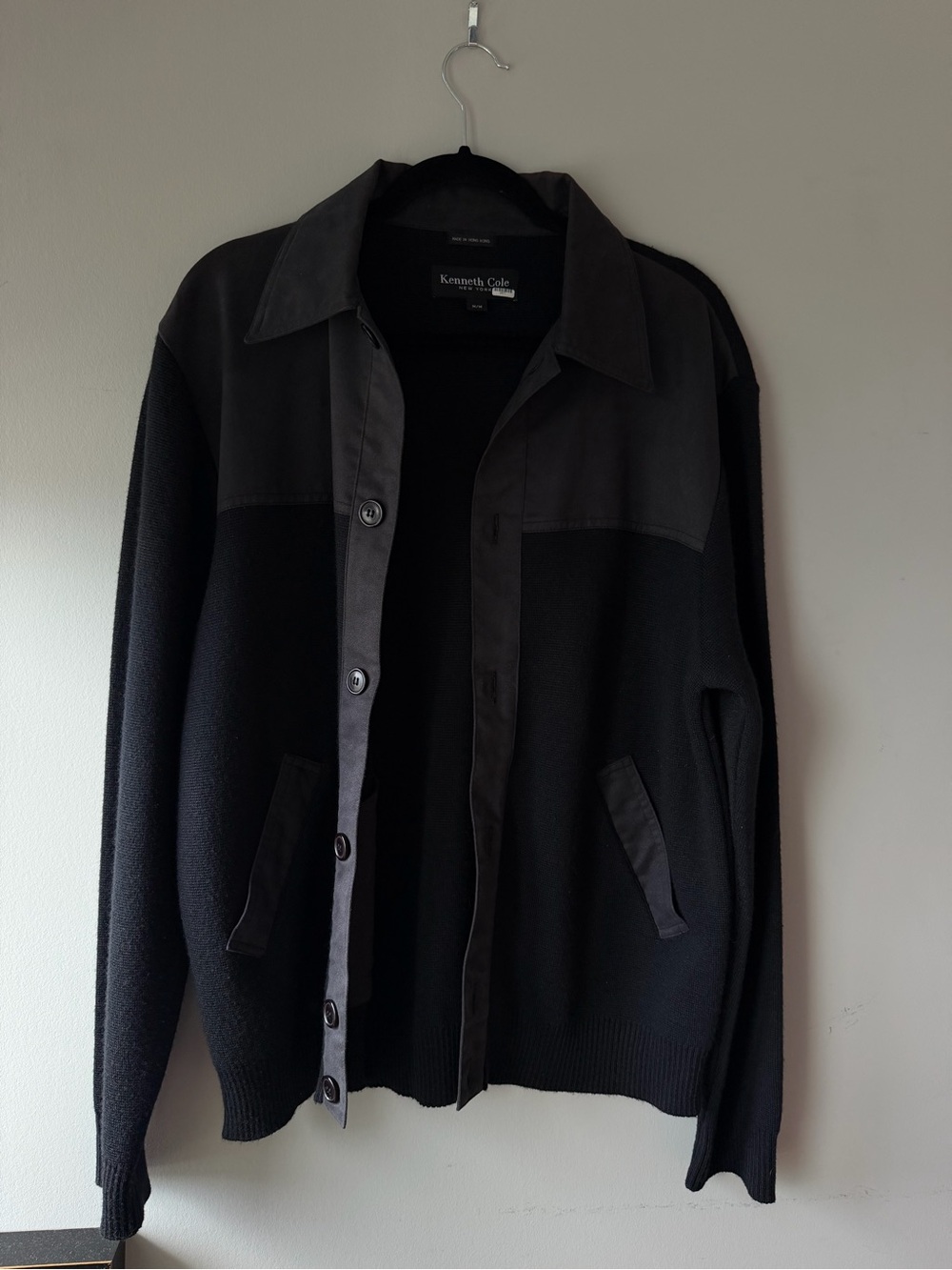 Kenneth Cole Men's Black Knit Button Jacket/ shacket